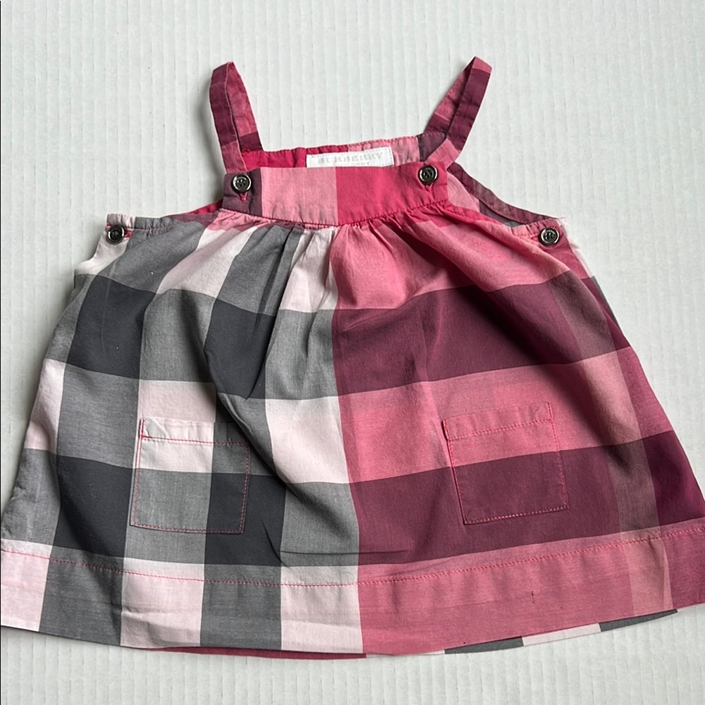 Burberry Kids Plaid Dress in Pink and Gray